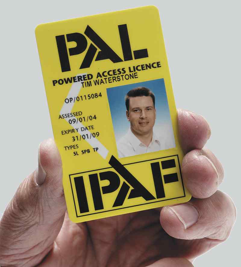 Nachweis einer hochwertigen Schulung für Arbeitsbühnenbediener, die PAL Card PAL Card, Nachweis einer hochwertigen Schulung für Hubarbeitsbühnenbediener